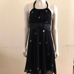 HYPE Tie Halter Neck Black Dress with sequin details. Youth Size 14